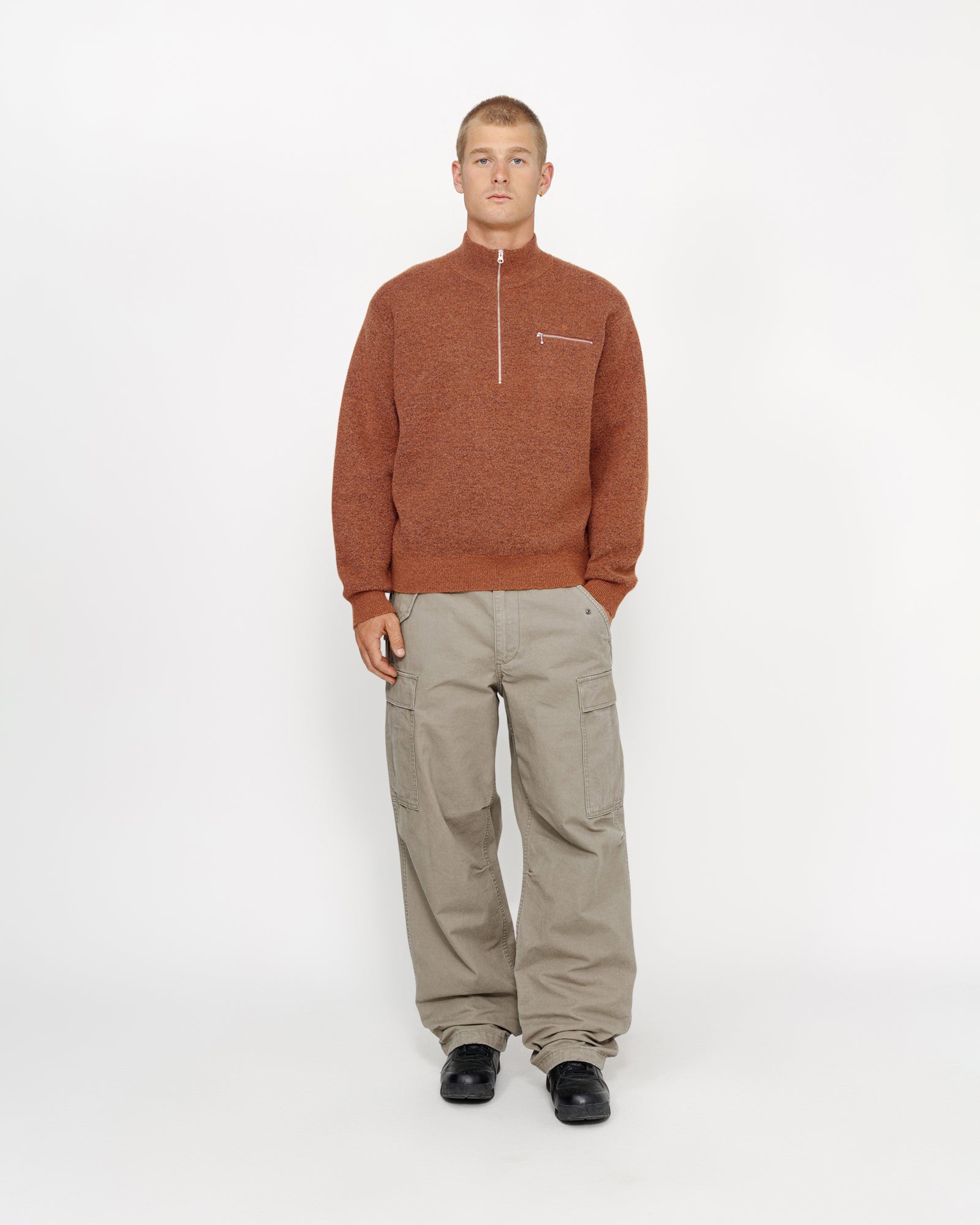 Half Zip Mock Neck Sweater in clay – Stüssy