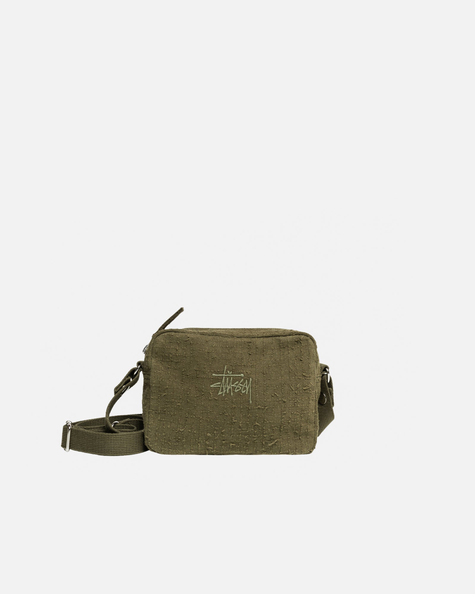 Needle Punch Side Pouch in olive Stussy