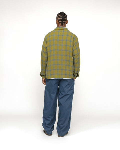 STÜSSY ZIP SHIRT TWISTED YARN PLAID GREEN LONGSLEEVE