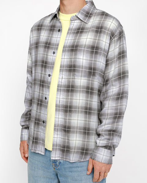 STÜSSY MATTHEW SHIRT LG PRINTED PLAID BROWN LONGSLEEVE