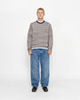 TEXTURED KNIT CONTRAST COLLAR CREW