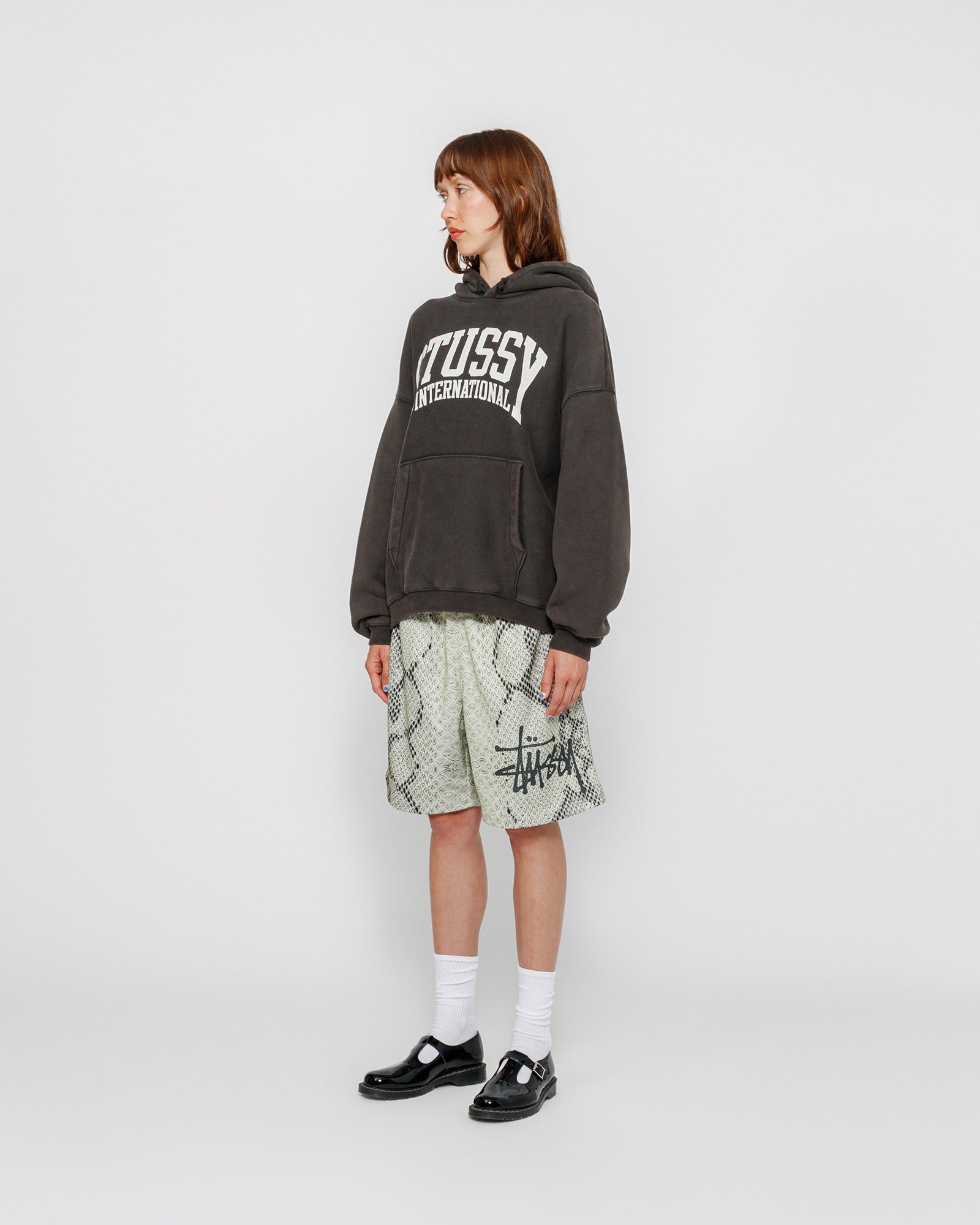 STÜSSY RELAXED HOODIE INTERNATIONAL WASHED BLACK SWEATS