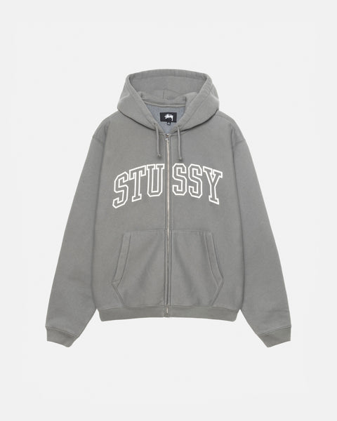 STÜSSY OUTLINE ZIP HOODIE GREY SWEATS