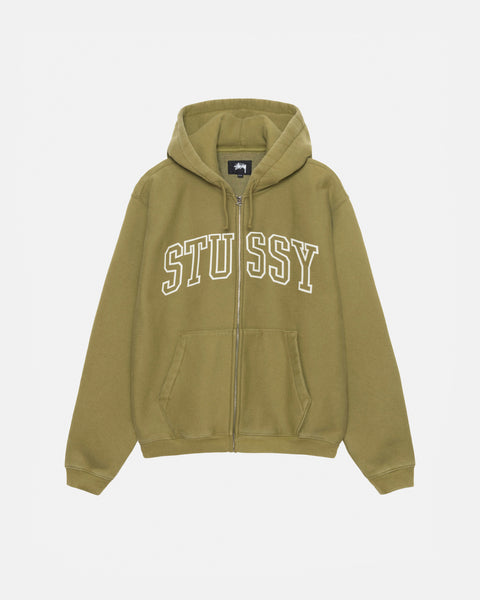 STÜSSY OUTLINE ZIP HOODIE OLIVE SWEATS