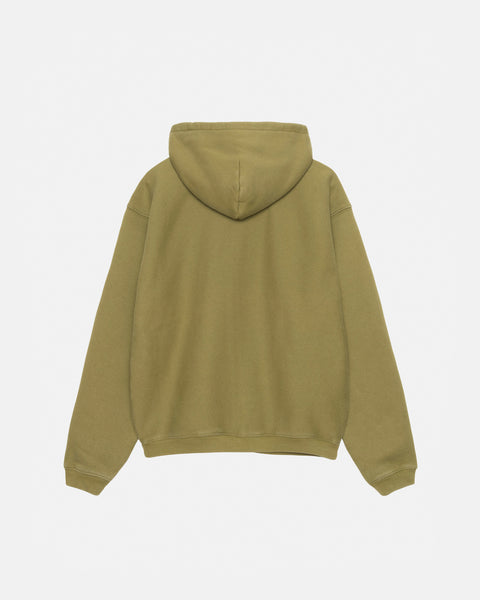 STÜSSY OUTLINE ZIP HOODIE OLIVE SWEATS