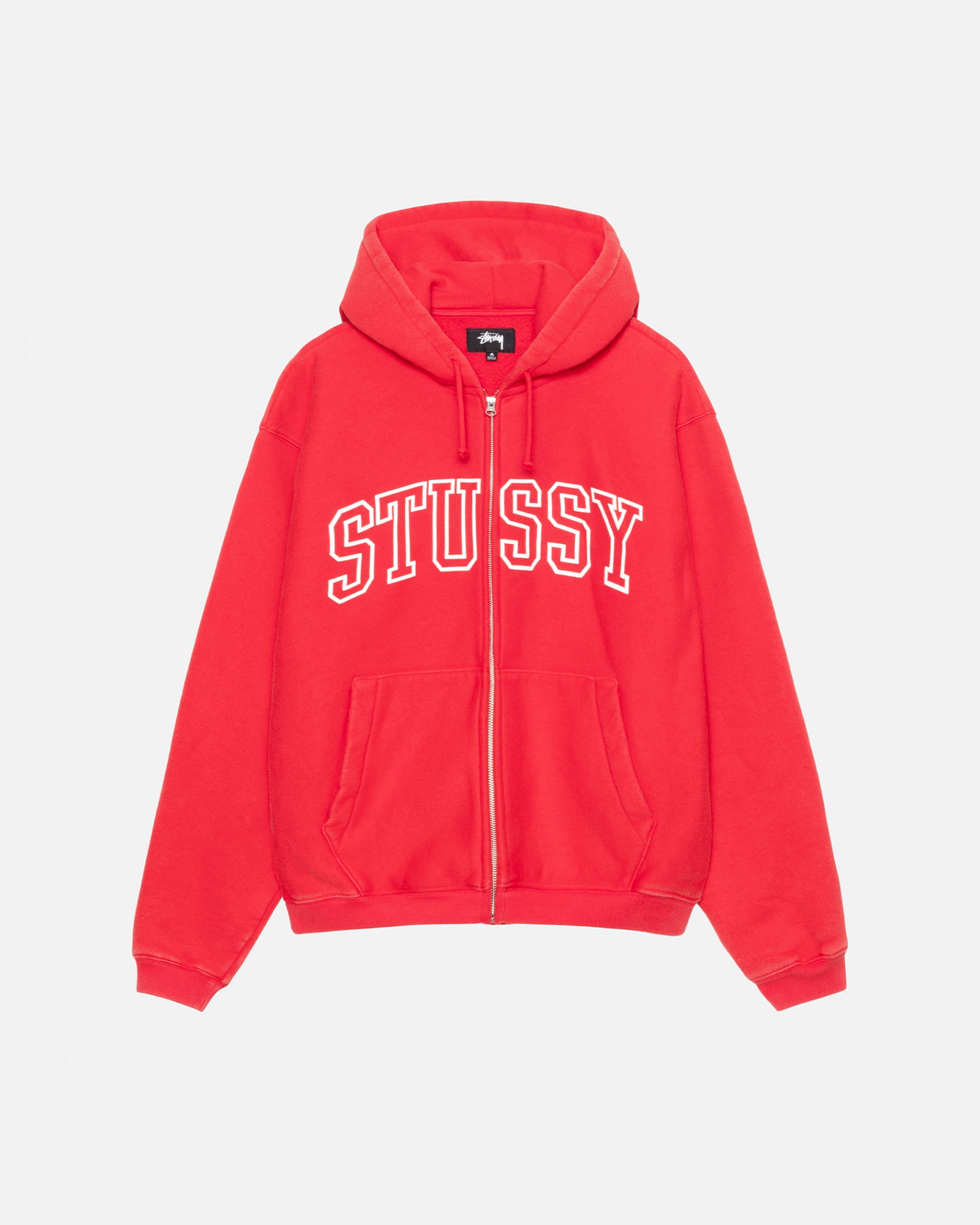 STÜSSY OUTLINE ZIP HOODIE RED SWEATS