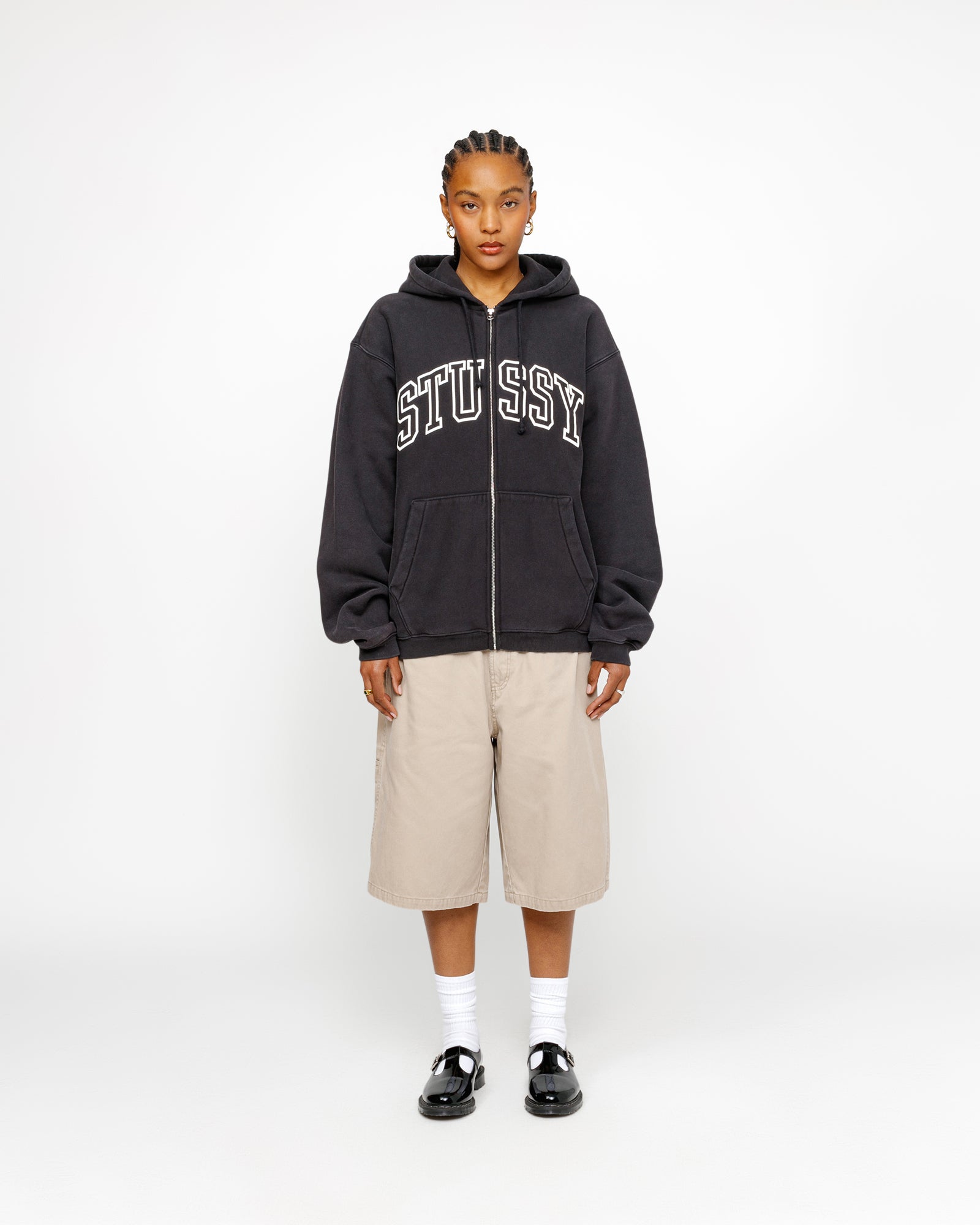 Outline Zip Hoodie in washed black – Stüssy