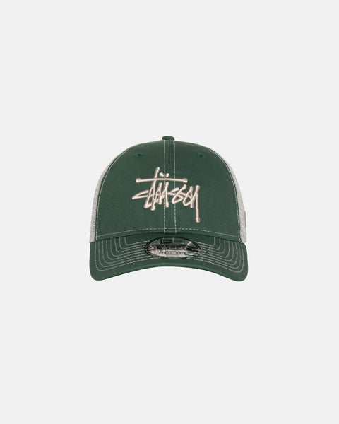 STÜSSY NEW ERA 9TWENTY BASIC TRUCKER GREEN HEADWEAR