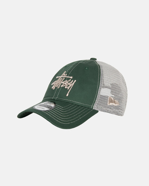 STÜSSY NEW ERA 9TWENTY BASIC TRUCKER GREEN HEADWEAR