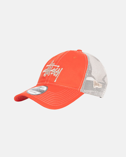 STÜSSY NEW ERA 9TWENTY BASIC TRUCKER ORANGE HEADWEAR