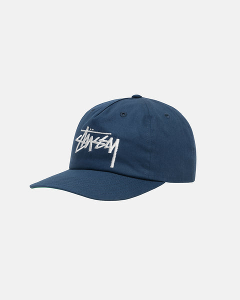 STÜSSY MID-DEPTH BIG STOCK SNAPBACK NAVY HEADWEAR