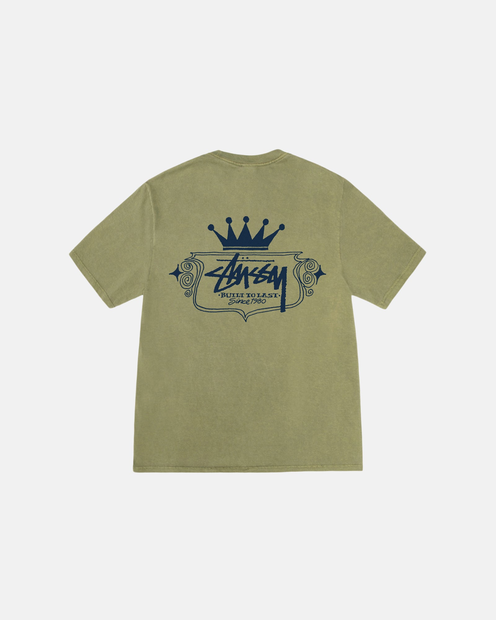 STÜSSY BUILT TO LAST TEE PIGMENT DYED OLIVE SHORTSLEEVE