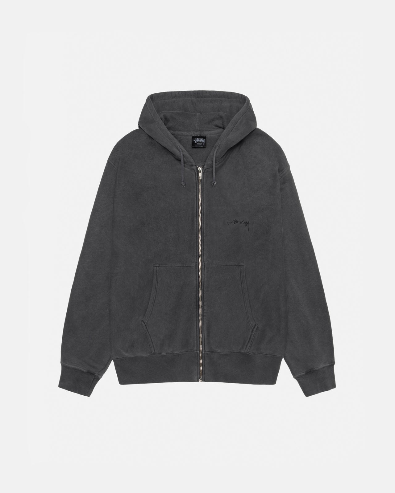 Smooth Stock Zip Hoodie Pigment Dyed in black – Stüssy