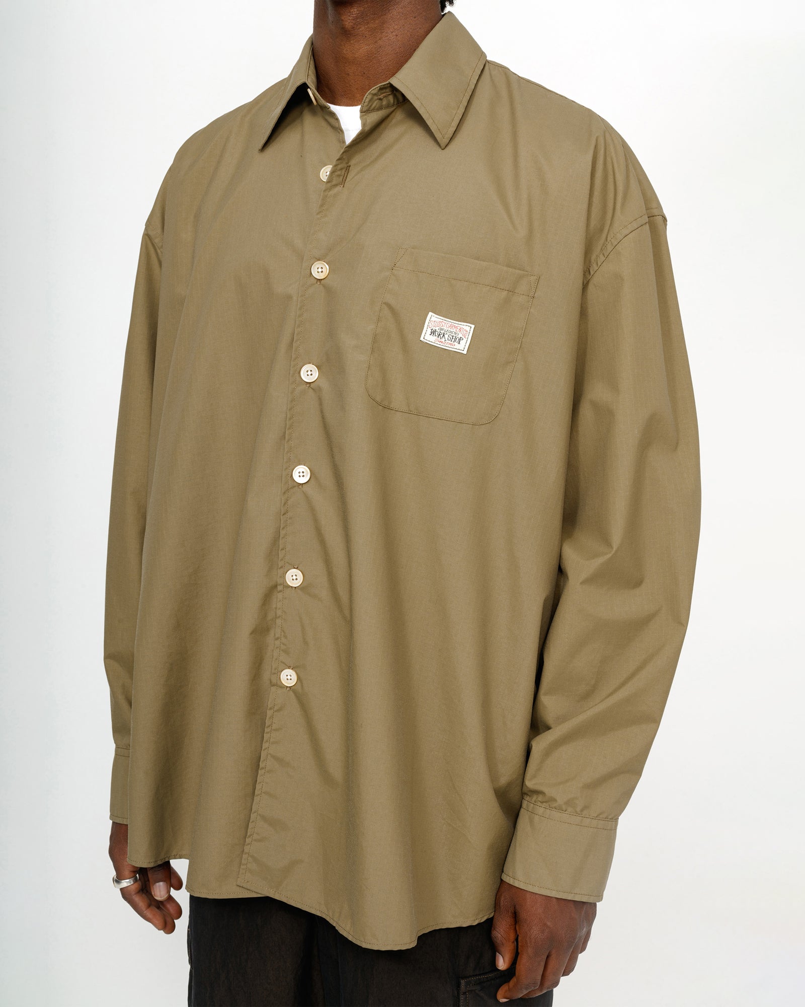 Our Legacy Work Shop Borrowed Shirt in olive nylon ripstop – Stüssy