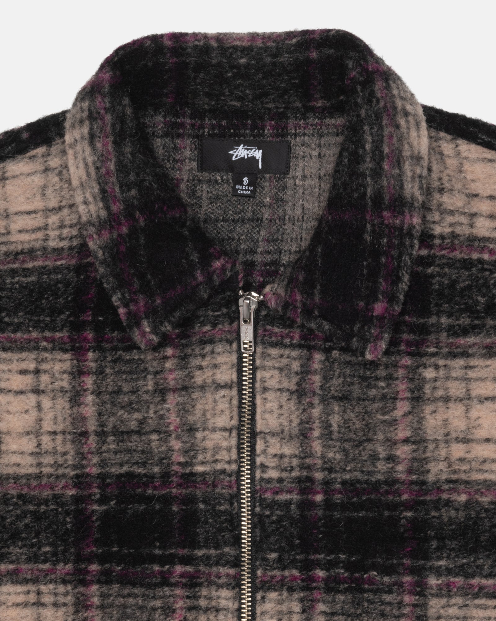 WOOL PLAID ZIP SHIRT