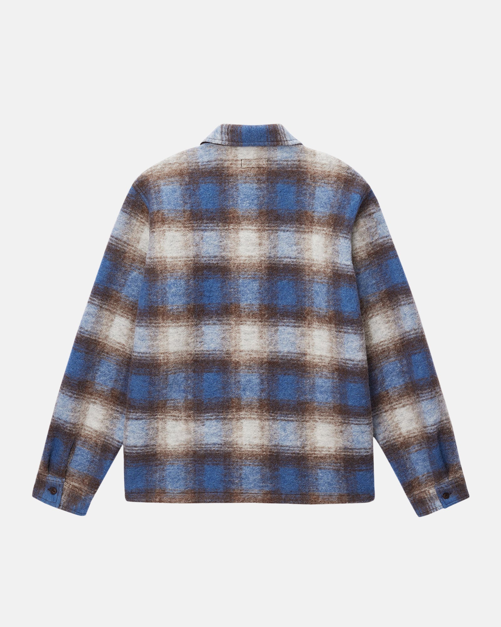 BRUSHED WOOL PLAID ZIP SHIRT