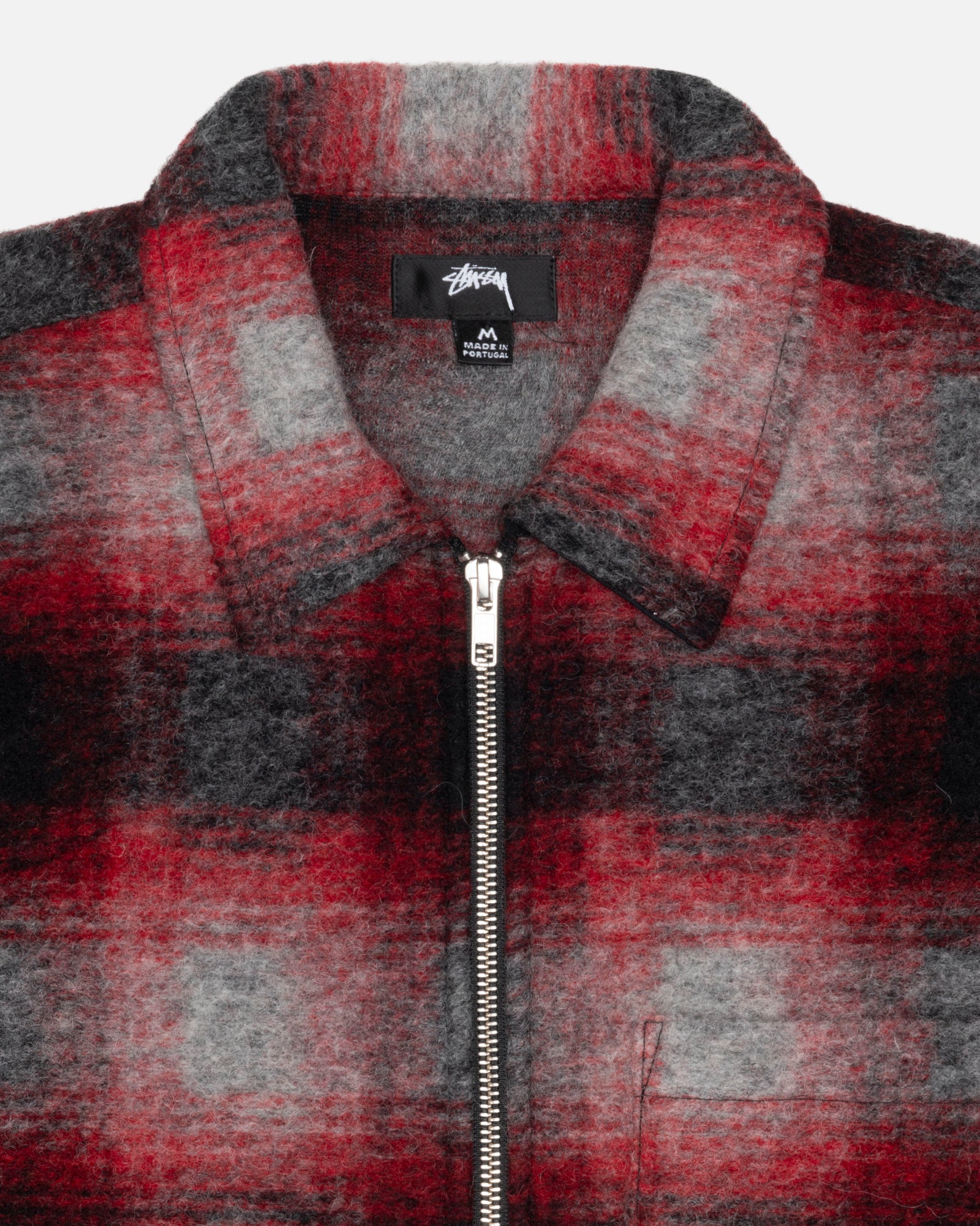 BRUSHED WOOL PLAID ZIP SHIRT