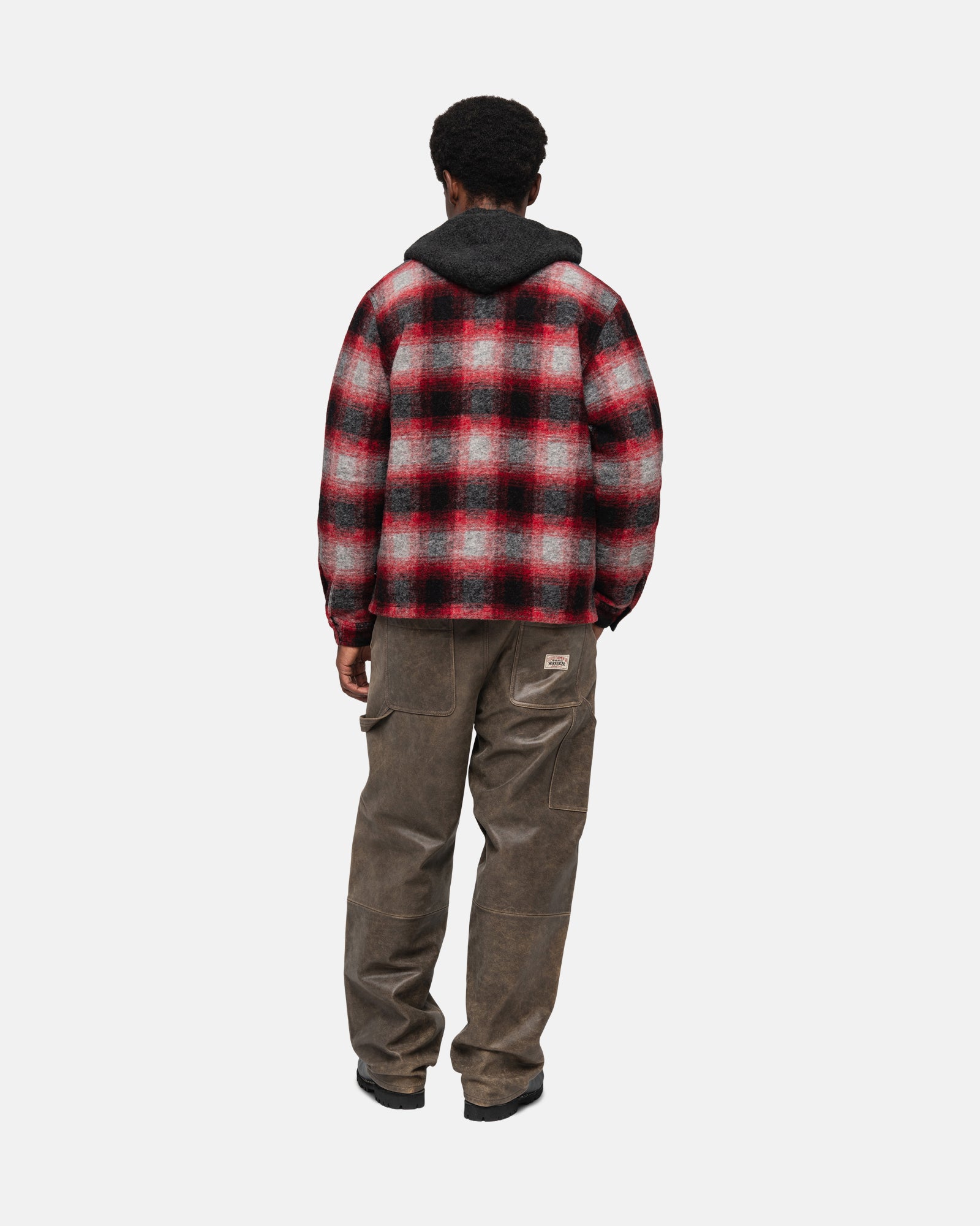 BRUSHED WOOL PLAID ZIP SHIRT