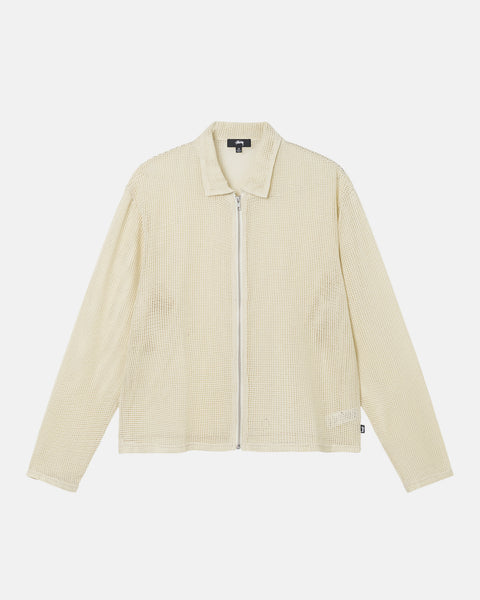 COTTON MESH ZIP LS SHIRT