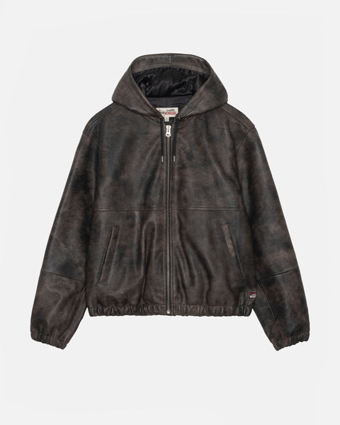 Work Jacket Stonewash Leather in washed black – Stüssy