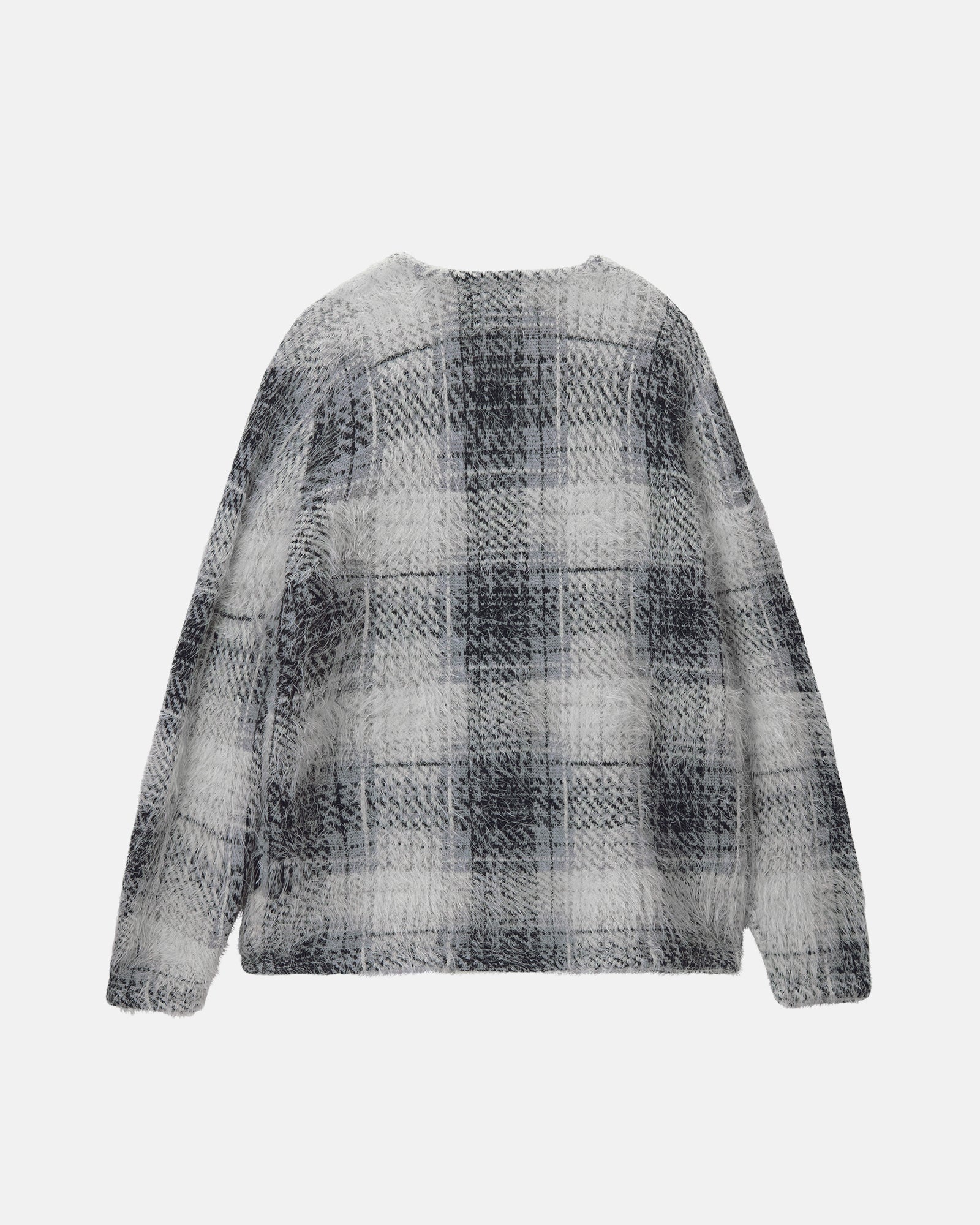 HAIRY PLAID CARDIGAN