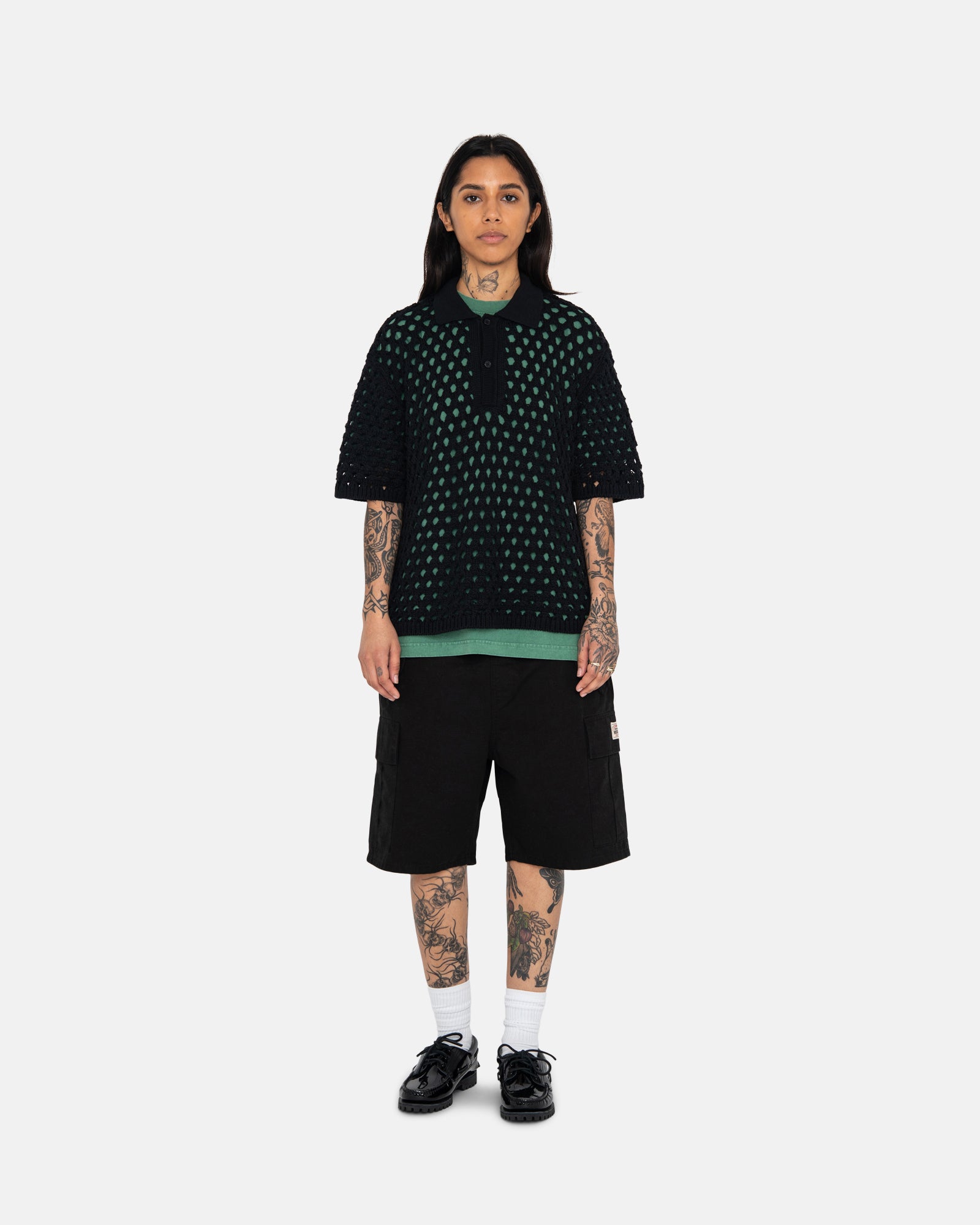 Big Mesh Polo Sweater - Unisex Sweaters & Knits | Stüssy