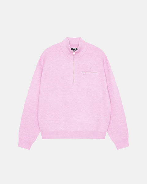 Half Zip Mock Neck Sweater in pink – Stüssy