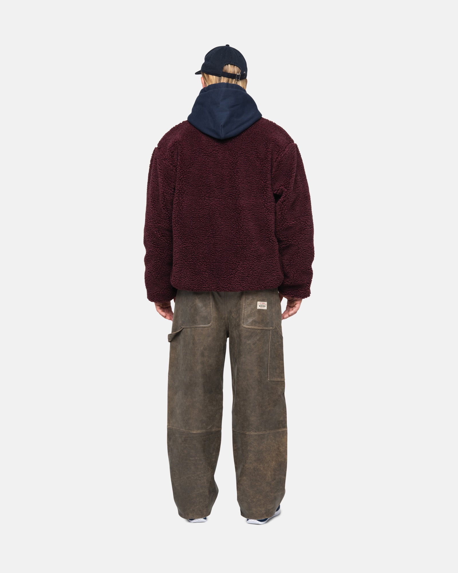 STÜSSY SHERPA REVERSIBLE JACKET BURGUNDY SWEATS